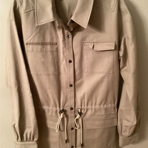DEREK LAM 10 CROSBY SIZE 8 KHAKI DRAWSTRING SHIRTDRESS - Picture 4 of 10
